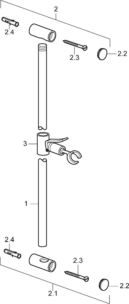 Barre de douche HANSA 915 mm chromée avec support mural réglable - 5