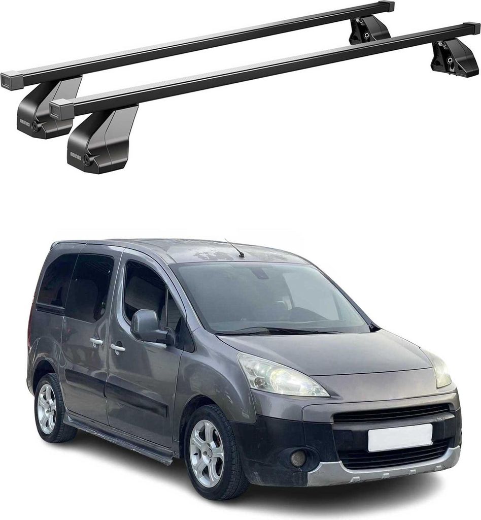 Menabo Dachträger für Peugeot Partner Tepee 2008-2018 75kg Stahl Schwarz 2x
