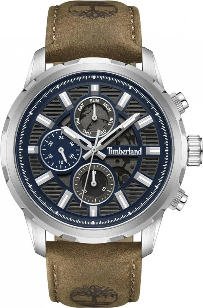 Montre Timberland TDWGF0056104 en Acier Inoxydable et Cuir Marron Foncé