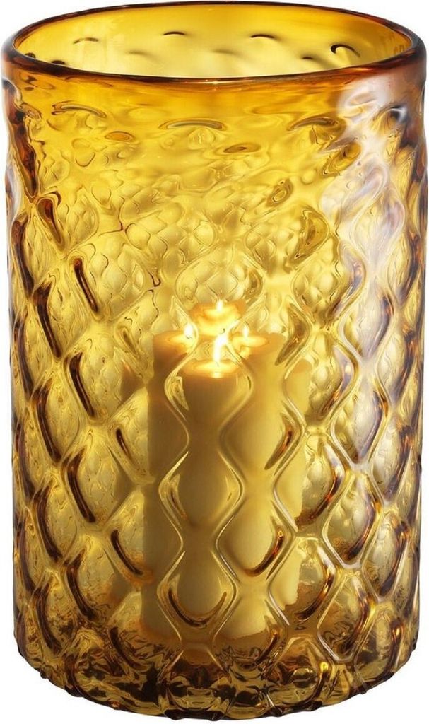 Casa Padrino Luxus Glas Kerzenleuchter Gelb Ø 27 x H. 44 cm - Hotel & Restaurant Deko Accessoires