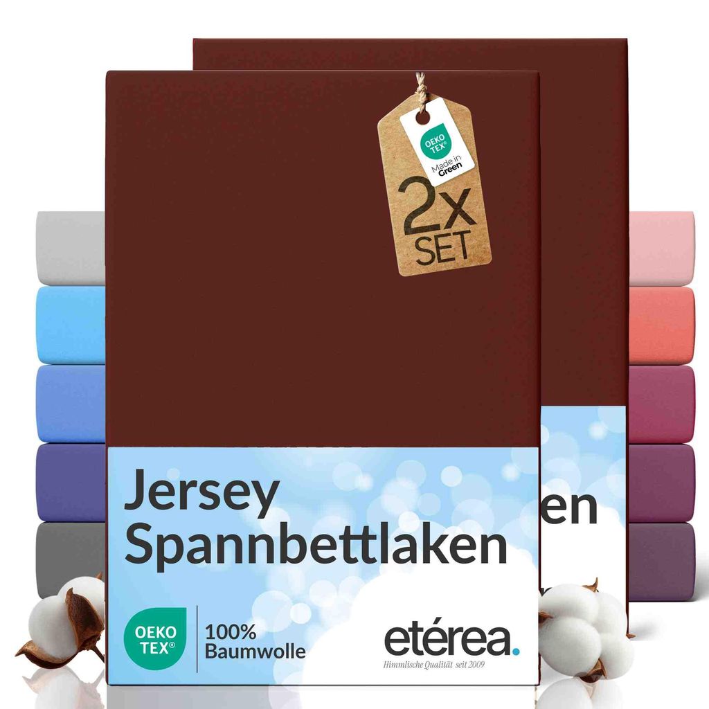 2er Set Jersey Spannbettlaken 90x200cm - 100x200cm - 100% BAUMWOLLE - Bettlaken Spannbetttuch 90x200cm - 100x200cm - Bordeaux