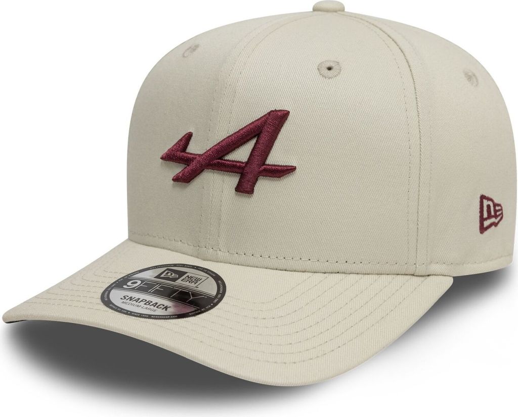 New Era Alpine F1 9FIFTY baseballpet, chroomwit met kastanjebruin logo, verstelbare snapback, Wit, M-L New Era Alpine F1 9FIFTY baseballpet, chroomwit met kastanjebruin logo, verstelbare snapback, Wit, M-L