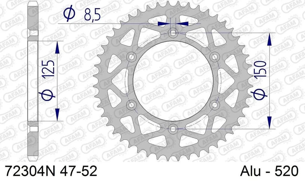 Couronne de Transmission en Aluminium 48 Dents Pas 520 Finition Silver