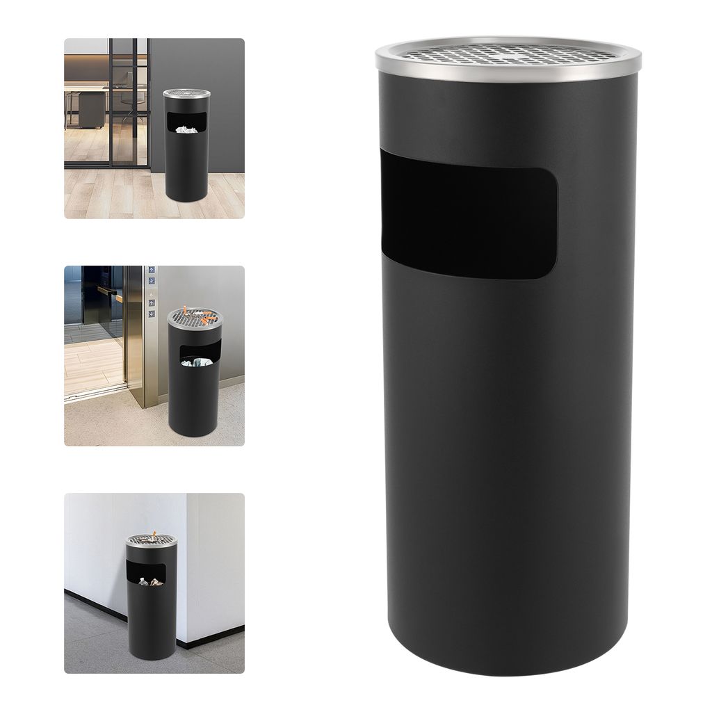 15L draußen Mülleimer mit Aschenbecher,mit Inneneimer,Edelstahl,vertikal,Outdoor, Bürogebäude, Hotel und Garten