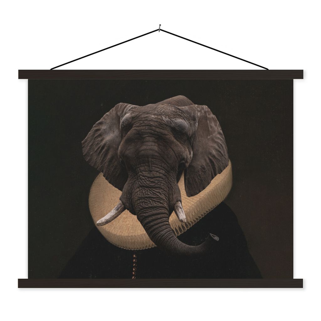 MuchoWow Textilposter Malerei - Tierkopf - Alte Meister 120x90 cm mit schwarzem Rahmen - Aufhänger für Poster