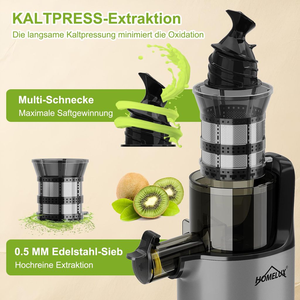 HOMELUX Slow Juicer Kleiner Entsafter