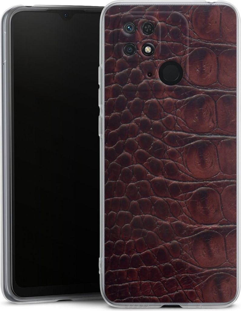DeinDesign Handyhülle für Xiaomi Redmi 10C Silikon Hülle Case Smartphone Schutzhülle Animalprint Krokodil Leder
