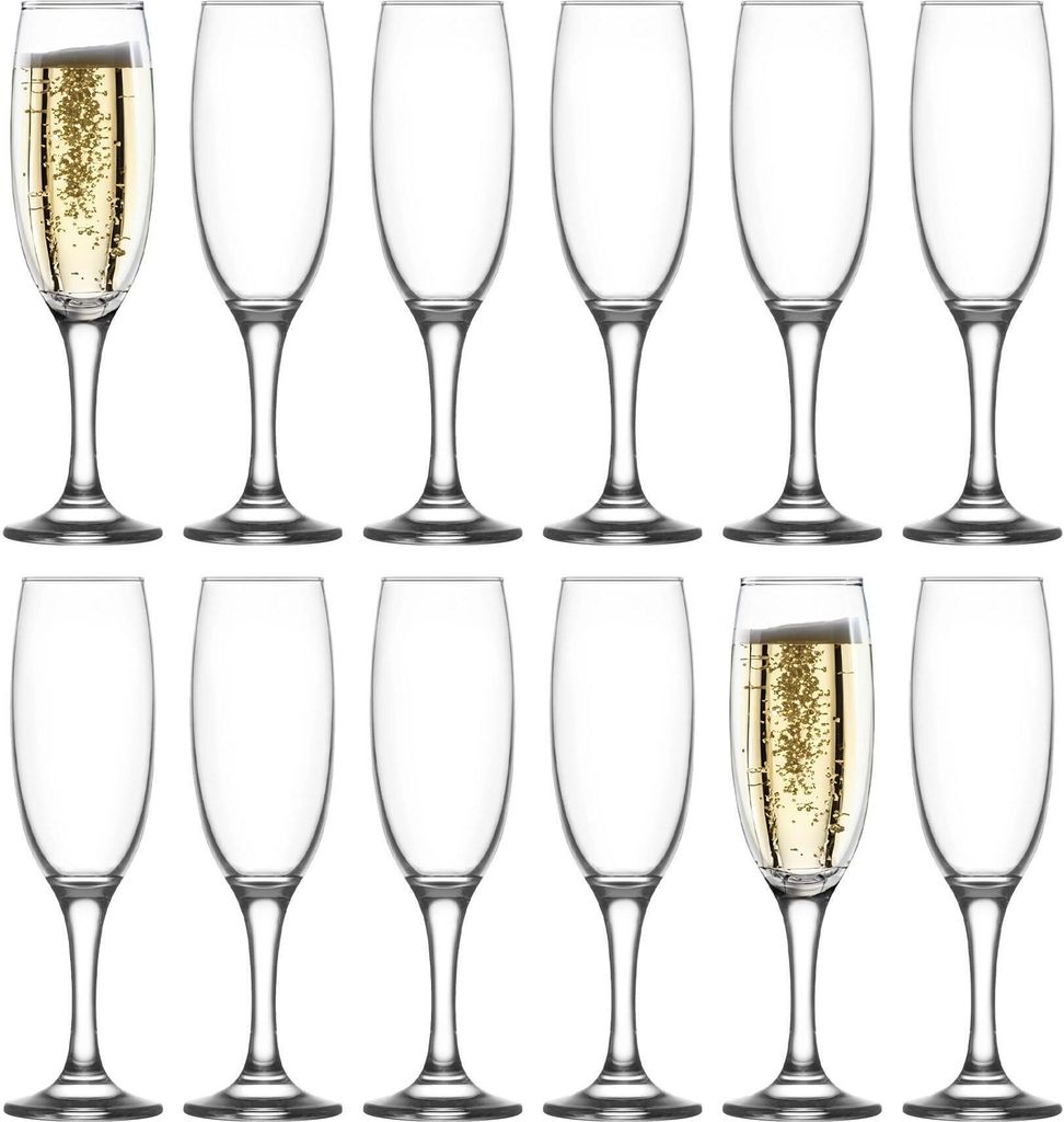 12x 220ml Empire Champagnerflöten aus Glas - Wiederverwendbar Hochzeit Jubiläum Geburtstag Junggesellinnenabschied Prosecco Wein Cocktail Trinken...