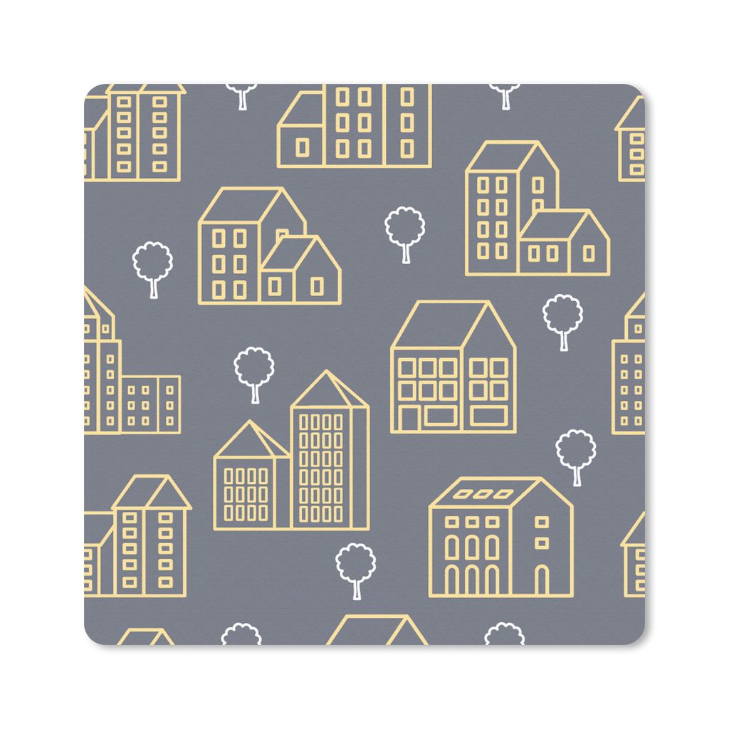 MuchoWow Mauspad Mousepad Muster - Gebäude - Gold 30x30 cm - Mousepads - Maus Mat - Pad - Mausunterlage - Gaming