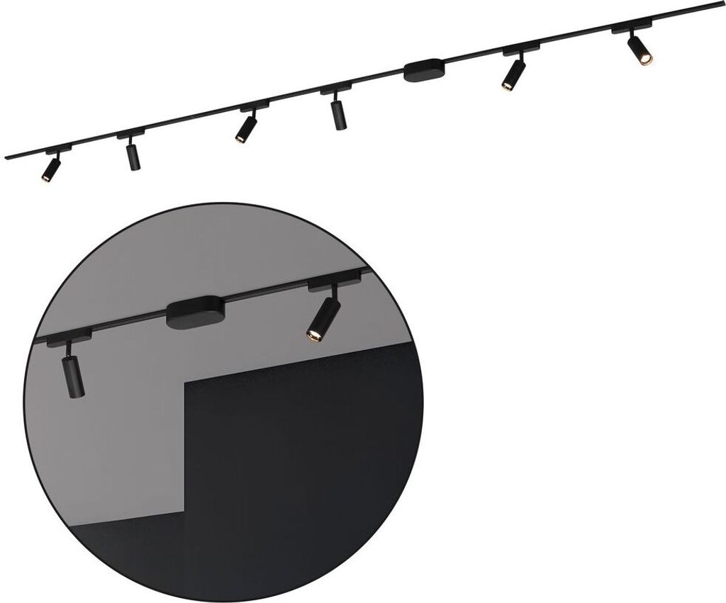 Briloner Luxtrail Schienensystem, Komplettset, 6x LED Spots, Warmweiß, Einspeisung, Schwarz, 3m
