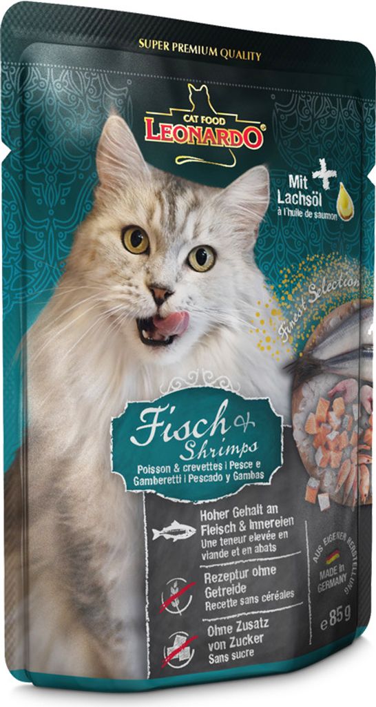Leonardo - Frischebeutel - Fisch + Shrimps (16 x 85 g) Produktbild 