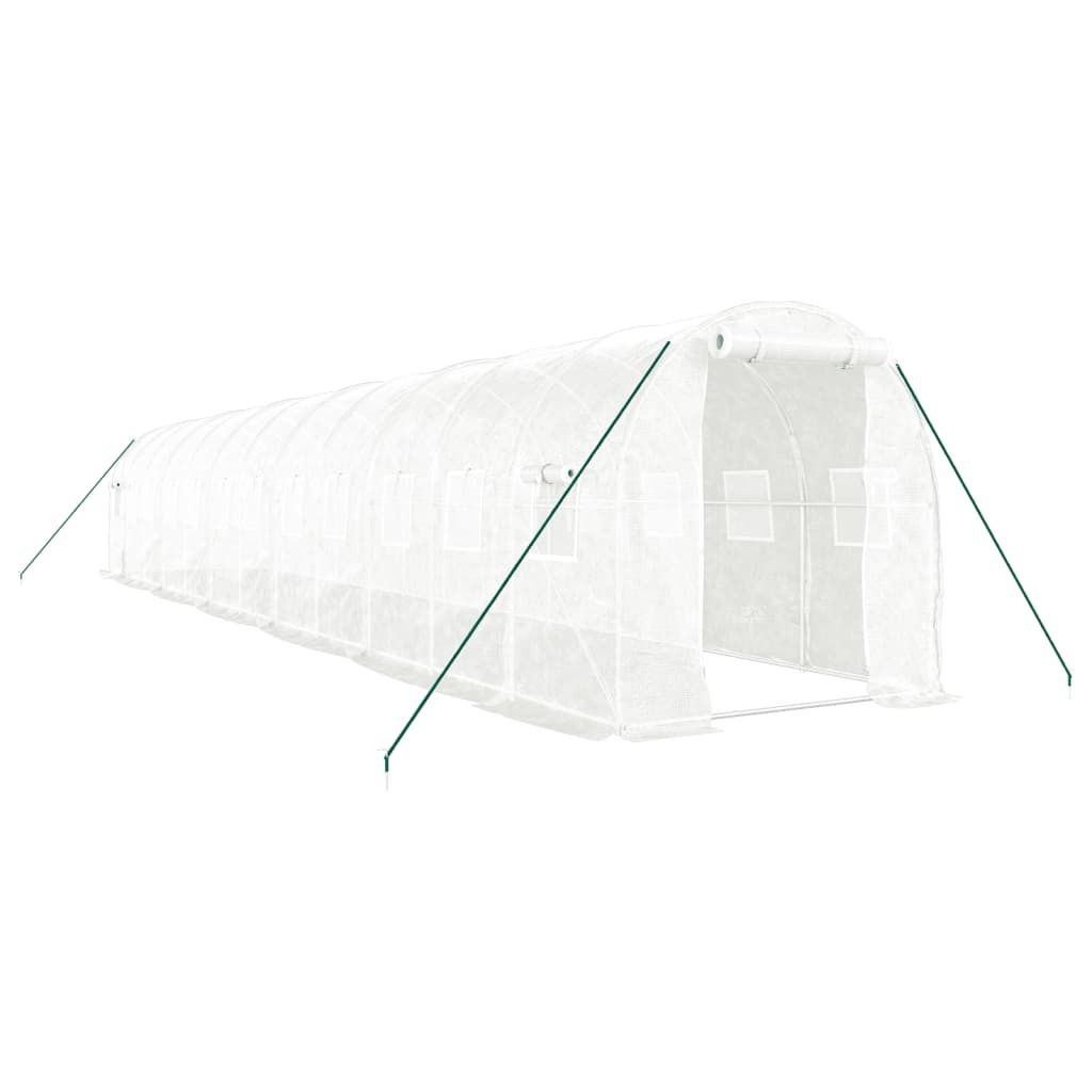 vidaXL Gewächshaus mit Stahlrahmen Weiß 24 m² 12x2x2 m