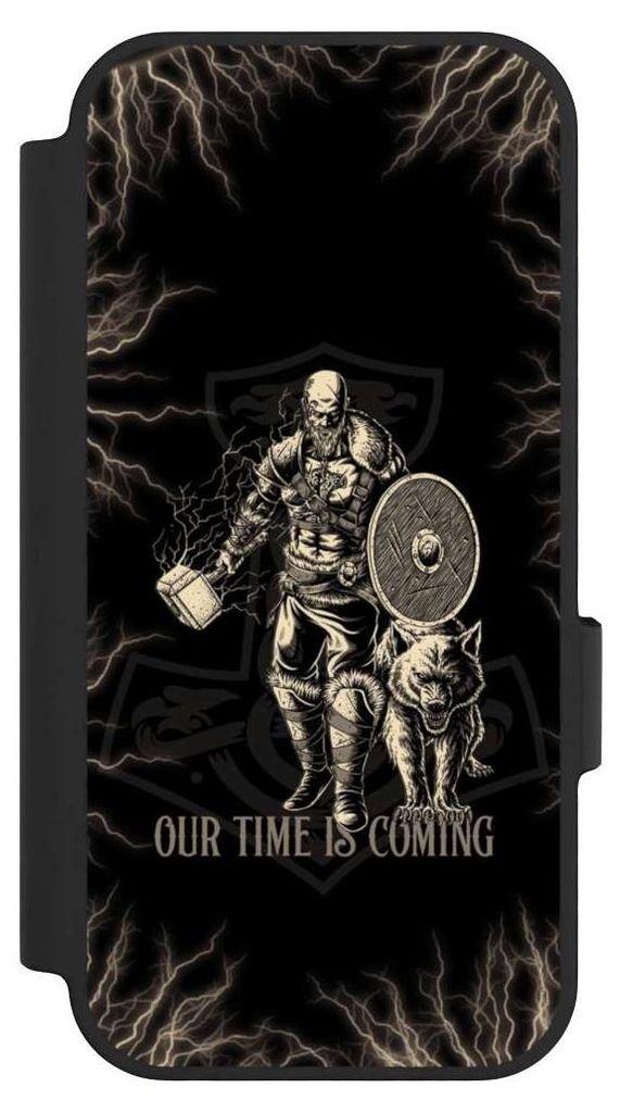NIVOCASE Klapphülle für Google Pixel 10 Handyhülle aus Kunst Leder NIVOflip schwarz Serienmotiv Vikings Wikinger