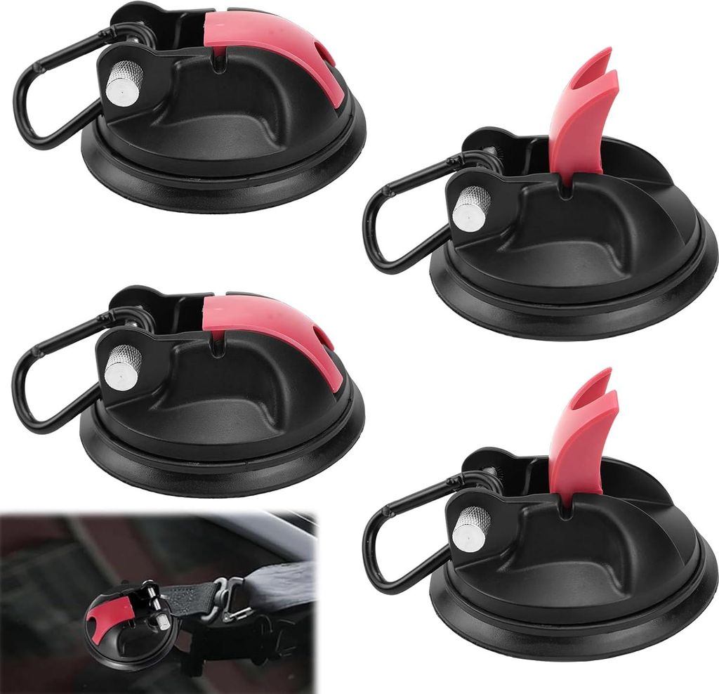 Saugnapf Haken 4 Stück Saugnapf Camping Set, Saughaken Extra Stark, Saugnapf Anker, Tragfähigkeit von 35 KG, für Camping, Wohnwagen, Vorzelte, C...