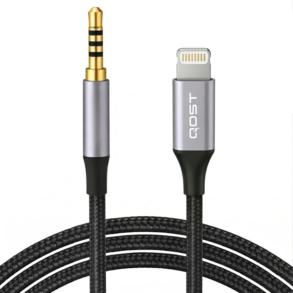 Qost – Lightning auf AUX Kabel – Spacegrau – 1 Meter – Produktbild 
