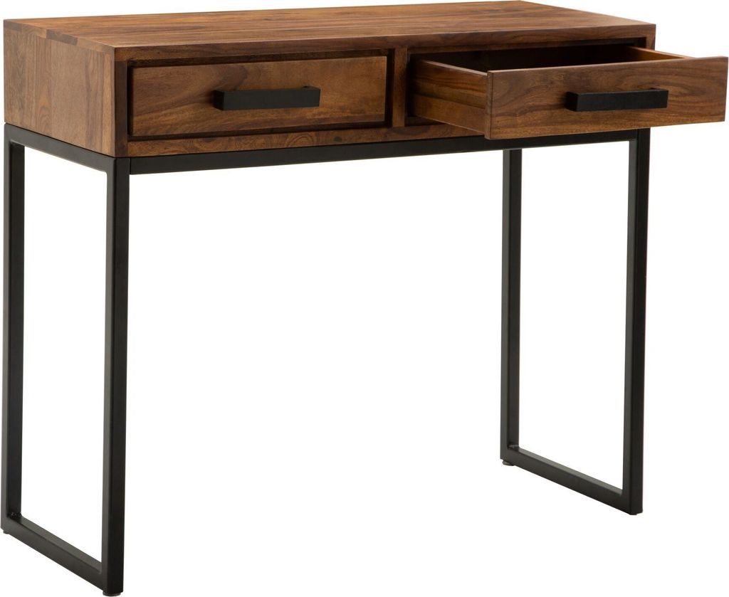 FineBuy Konsolentisch Sheesham Massivholz / Metall 90x76x36 cm Flurtisch Anrichte Wohnzimmertisch Schmal Design Schreibtisch Modern