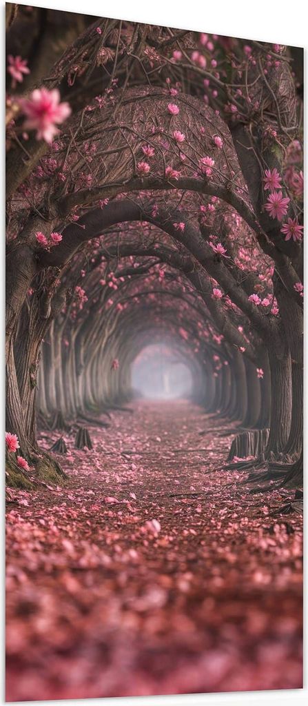 Glasbild 30x60cm in XXL für Wohnzimmer, Schlafzimmer Motiv Blütenweg