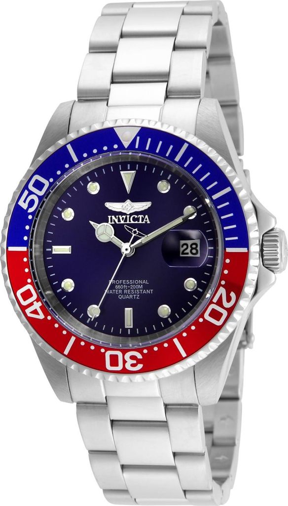 Invicta Pro Diver 24946 Herren Uhr - Quartz Bewegung - Edelstahl mit blauem Zifferblatt - 40 mm