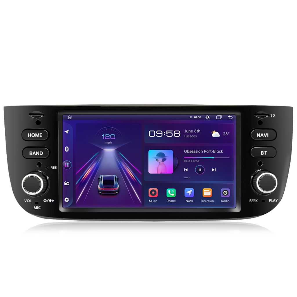 Carplay + Auto Auto Radio Stereo für Fiat Linea Punto Evo 2012- 2015  Android 11 Gps Navigation Multimedia Player Wifi Zubehör