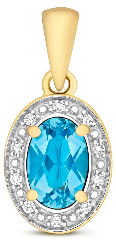 Collier Pendentif en Or avec Topaze Bleue et Diamant pour Femme Élégante