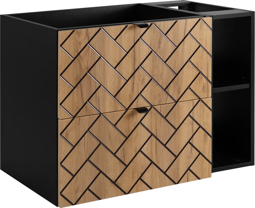 Optimisez votre salle de bain avec ce meuble 80cm chêne Craft et noir