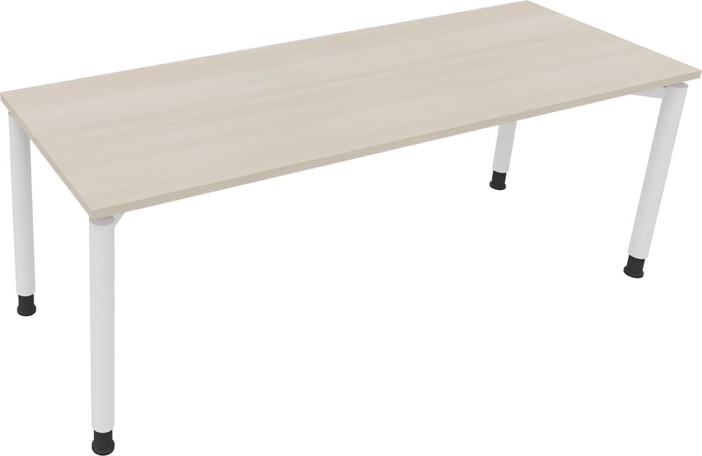 Schreibtisch Vierfuß Rundrohr B2000xT700xH680-820 ws/Akazie hell