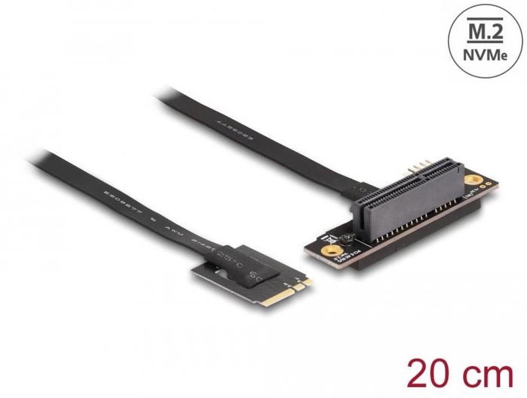 Delock M.2 Key A+E zu PCIe x4 NVMe Adapter gewinkelt mit 20 cm Kabel