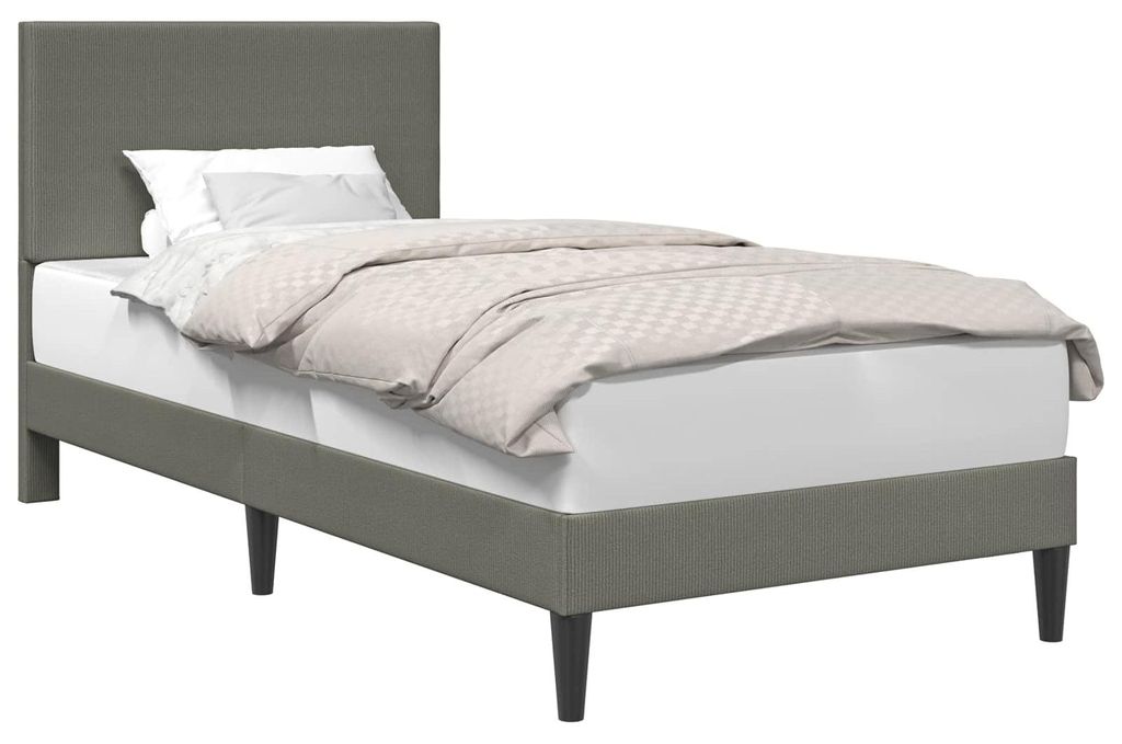 Bettrahmen mit Kopfteil Hellgrau 80 x 200 cm Cordstoff