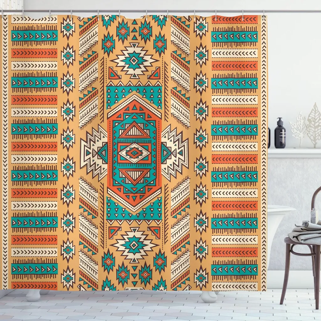 Tenda Doccia ABAKUHAUS Tribale Azteca 175x180cm | Arredo Bagno Etnico