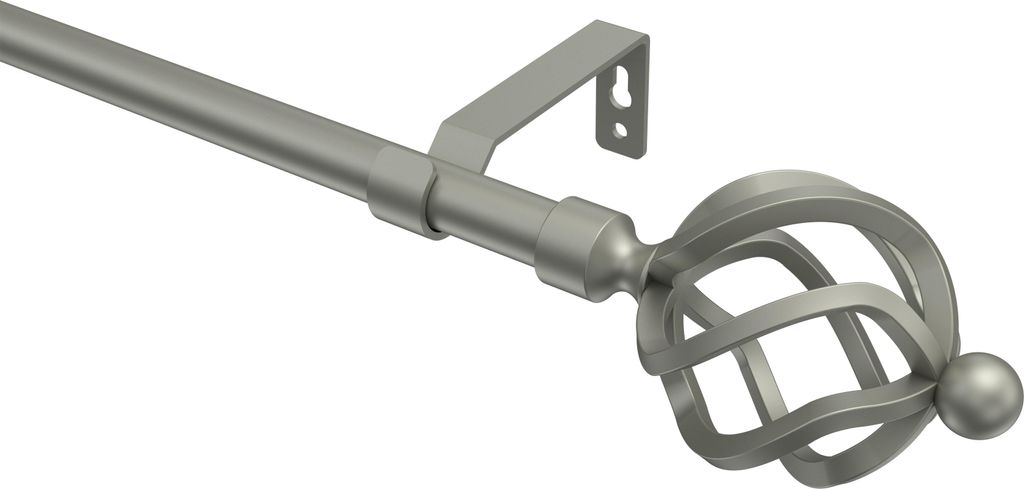 Interdeco Gardinenstange / Vorhangstange Chrom matt, Typ Olymp Paolo (Schmiedekugel), 16 mm Ø 1-läufig, 480 cm