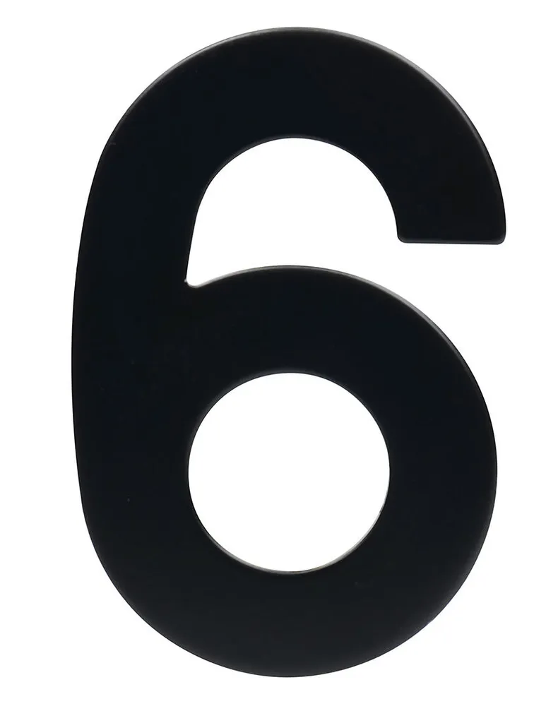 Chiffre de maison No.6 inox noir 95mm pour signalisation de façade chic