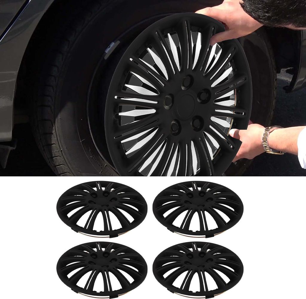 4PCS 14in Radnabenkappe Sportliche Snap On Schutzhülle Radkappe Universal für Autos LKW Transporter