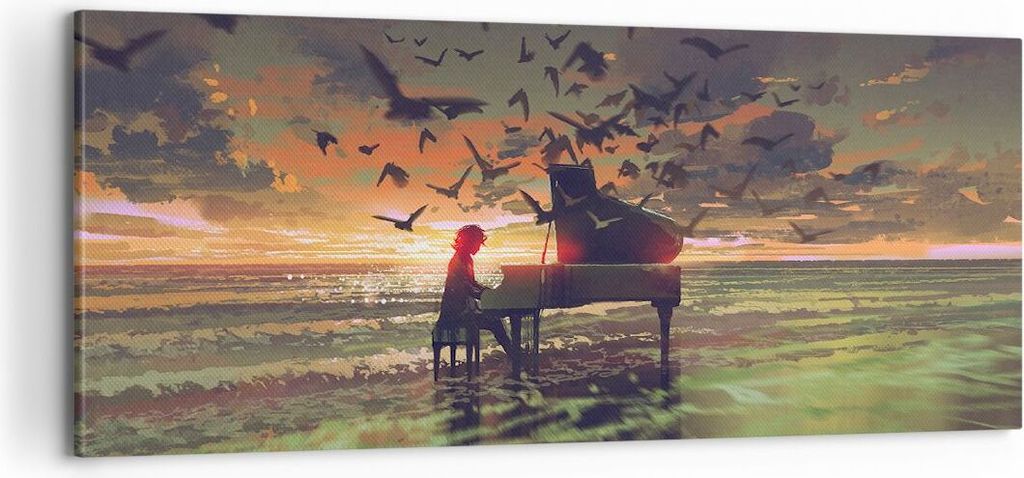 Bild auf Leinwand - Leinwandbild - Klaviermusik - 100x40cm - Wand Bild - Wanddeko - Wandbilder - Leinwanddruck - Bilder - Kunstdruck - Wanddekorati...