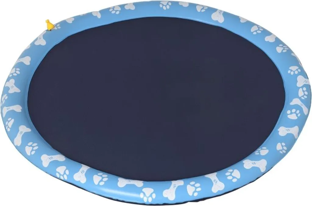 Tapis de Jeu d'Eau Antidérapant pour Chien 150 cm en PVC Bleu Durable