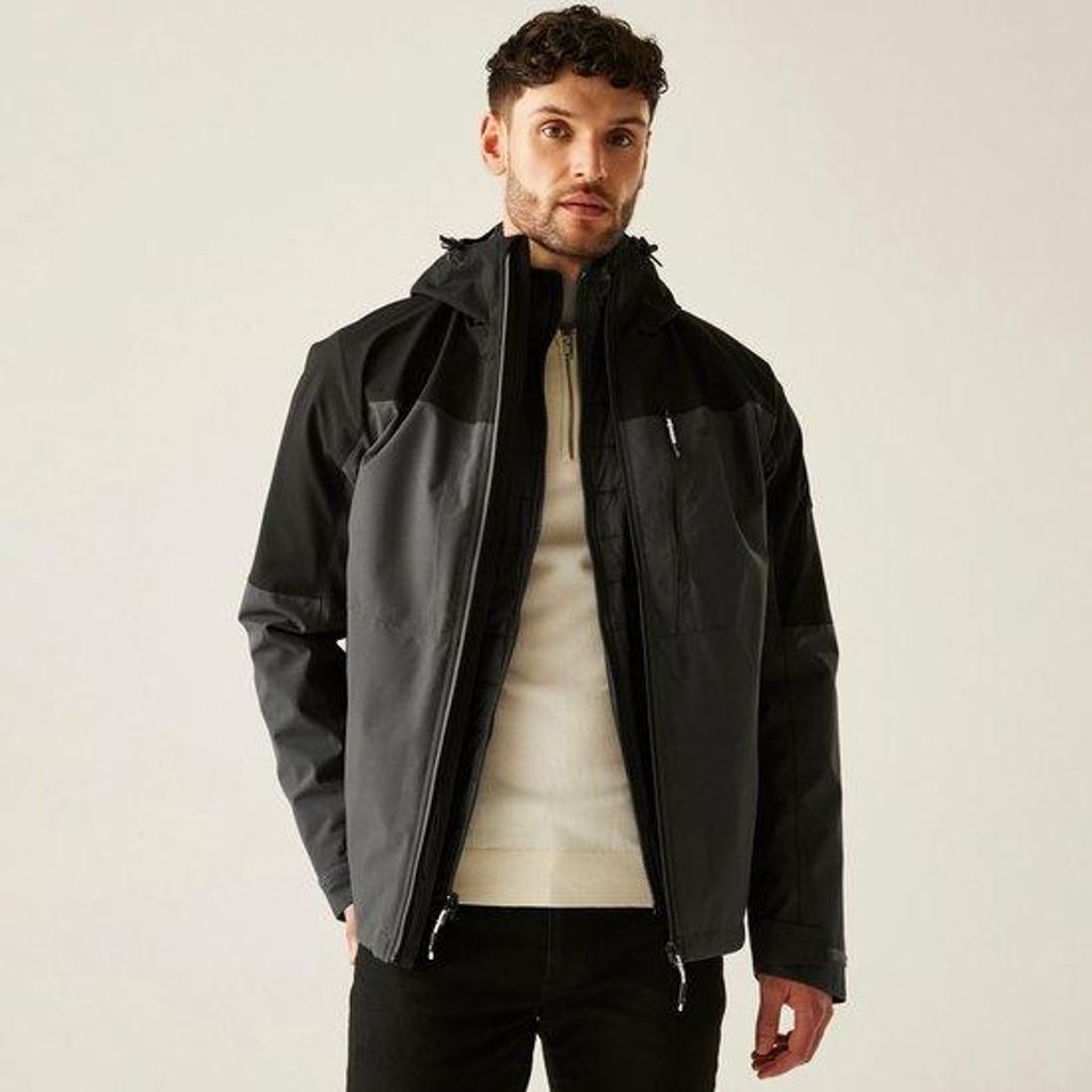 Regatta Regatta Wentwood 3-in-1 Wasserdichte Jacke - Herren - Atmungsaktiv - Mit Kapuze - Grau/Schwarz - Größe M
