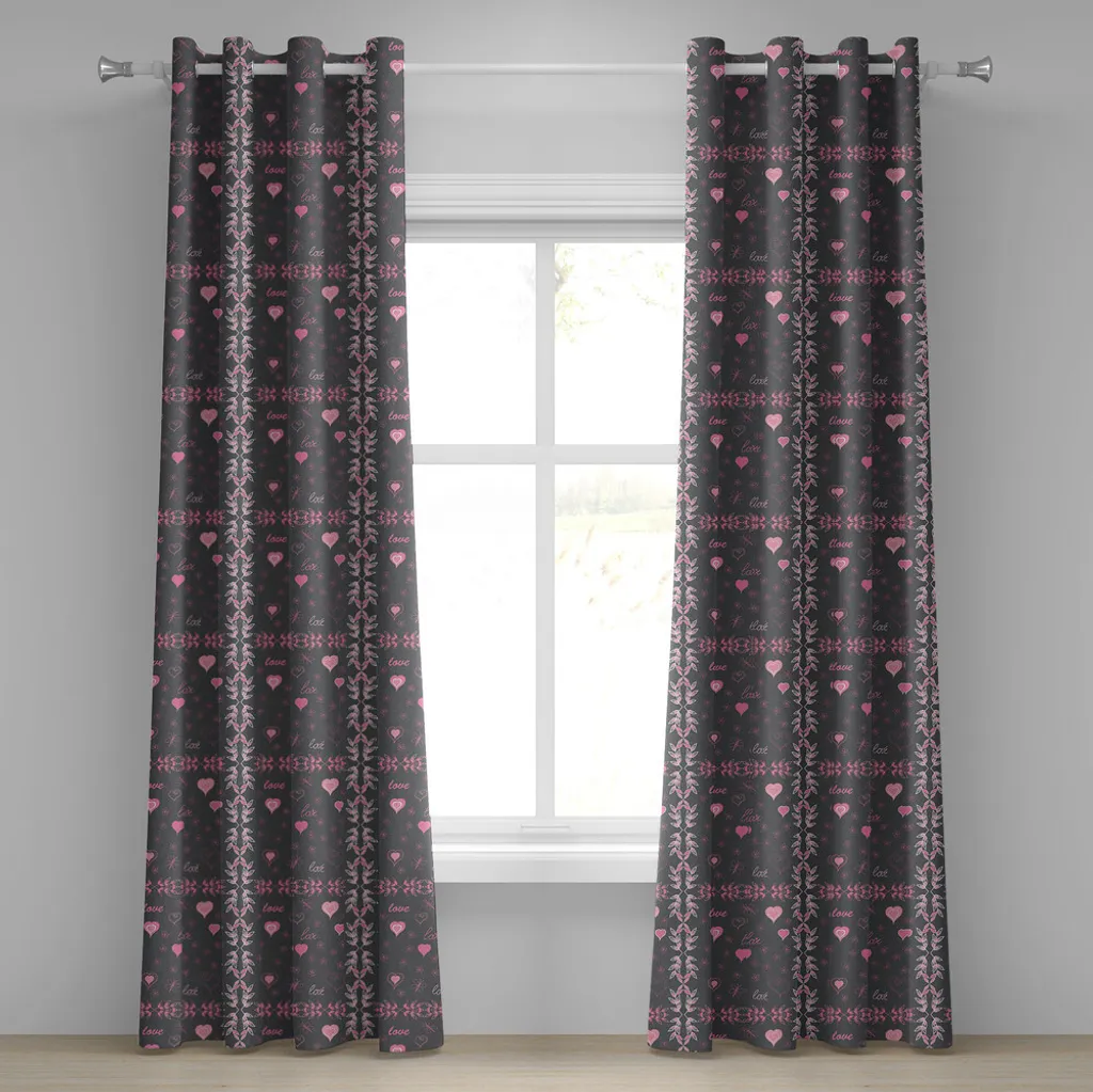 Rideau pour chambre motif papillon rose et gris 280x175 cm élégant
