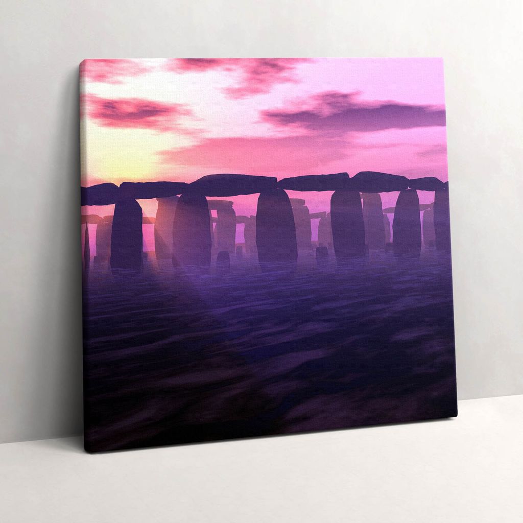 Sunset at Stonehenge – Leinwandbild Wandbild – 60x60 cm – Leinwandbilder – Wandbilder – Schlafzimmer – Flur