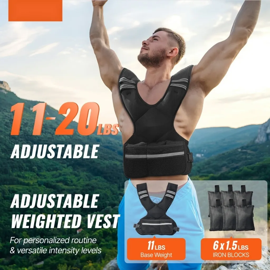 Gilet lesté running et randonnée charge ajustable 5-9kg pour endurance