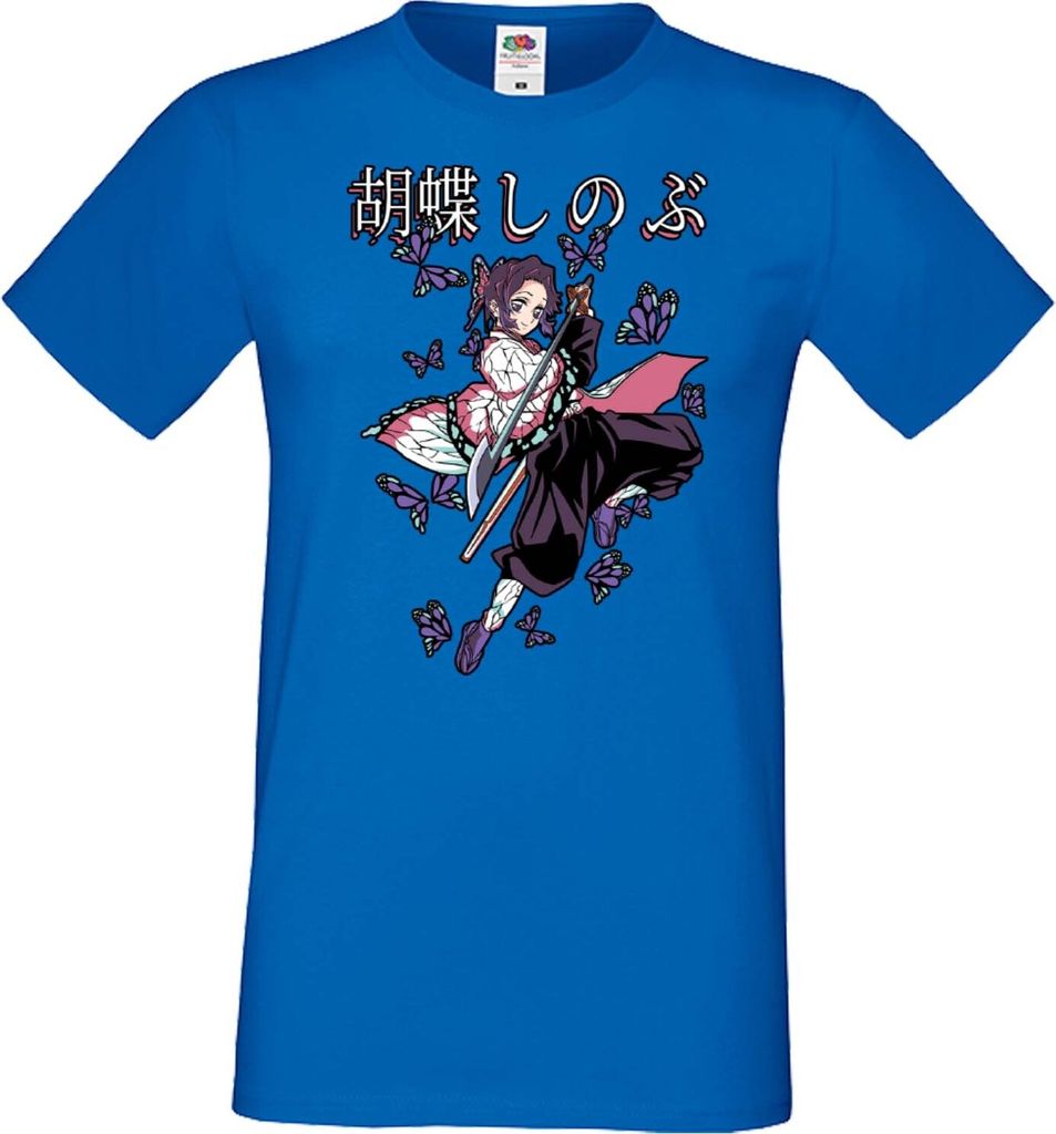 Herren T-Shirt Anime Manga Demon Anime Slayer Shinobu Kocho 02 Shinobu, Man M / Blau