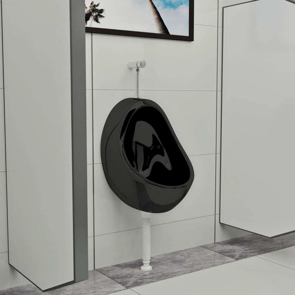 Urinoir Noir Design VidaXL pour Toilettes Professionnelles avec Chasse d'Eau
