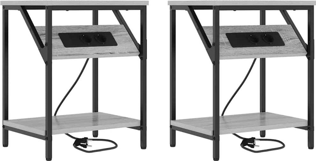 Nachttisch 2 pcs Graues Sonoma 38 x 30 x 48 cm Holzwerkstoff