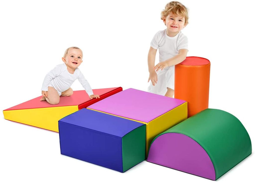 Bunt Schaumstoff Großbausteine 6 Stück XL Riesenbausteine Spielzeug zum Klettern Rutschen und Krabbeln für Vorschulalter Babys und Schulkinder UFLIZOGH Softbausteine für Kinder 