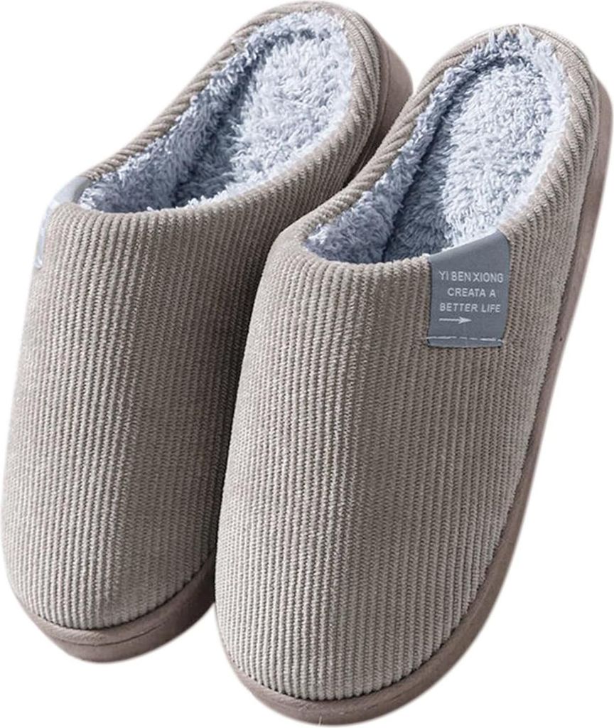 ASKSA Hausschuhe Damen Herren Winter Pluesch Pantoffeln Warm Filzpantoffeln Frauen Bequeme Filz Slippers, Braun, Groesse: 44-45