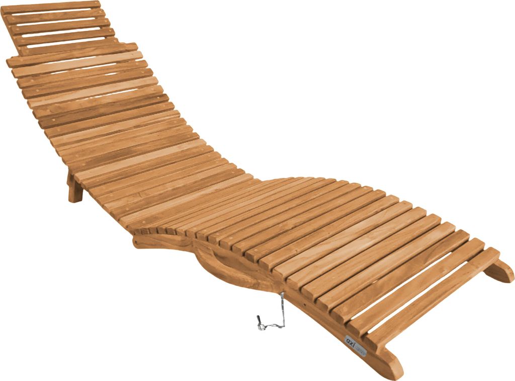 AXI Manny klappbare Gartenliege aus Teak Holz | Teakholz gebogene Sonnenliege Klappbar / Faltbar | Sonnenbett / Liege für Draußen / Garten mit Ko...