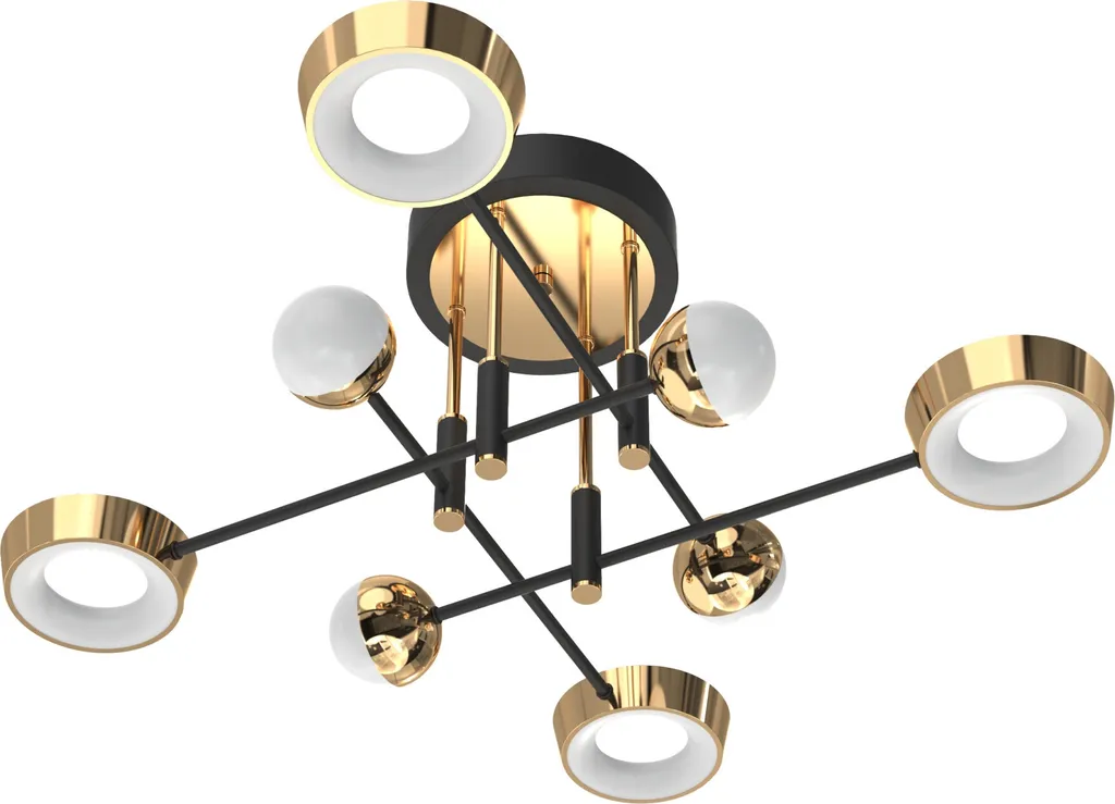 Luminaire de Plafond Design LED 55W Noir et Doré pour Salon Moderne