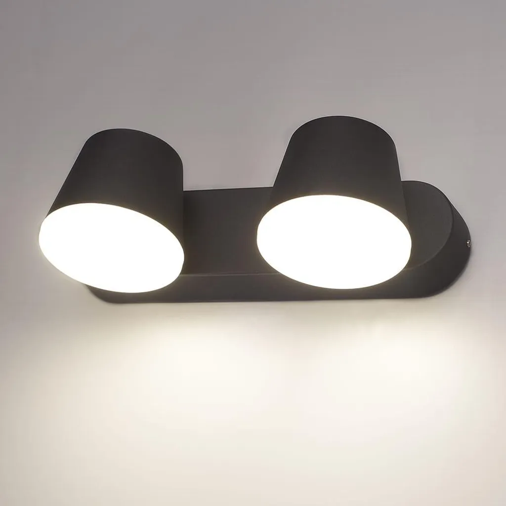 Applique murale LED IP54 anti-corrosion 12W pour façade sombre noire