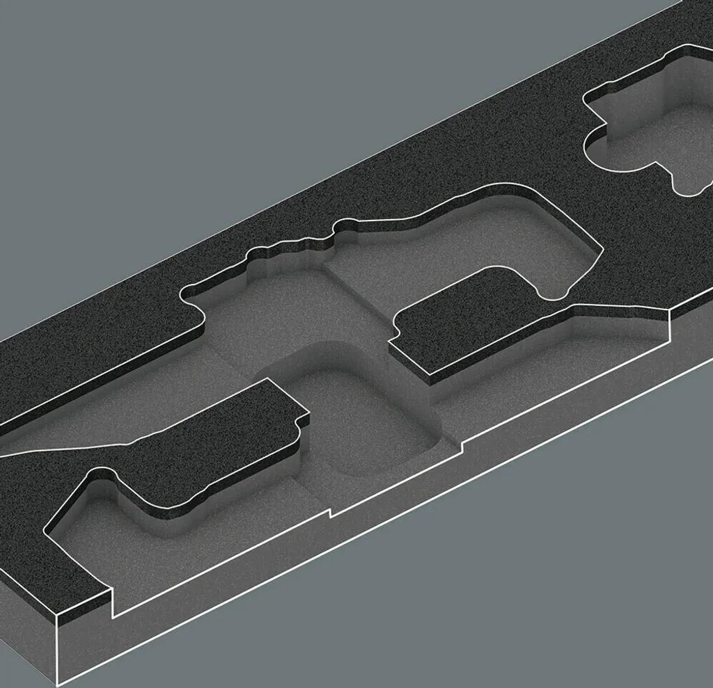 9840 Insert en mousse pour Jeu de clés coudées 1 - Format 172x30x392 mm