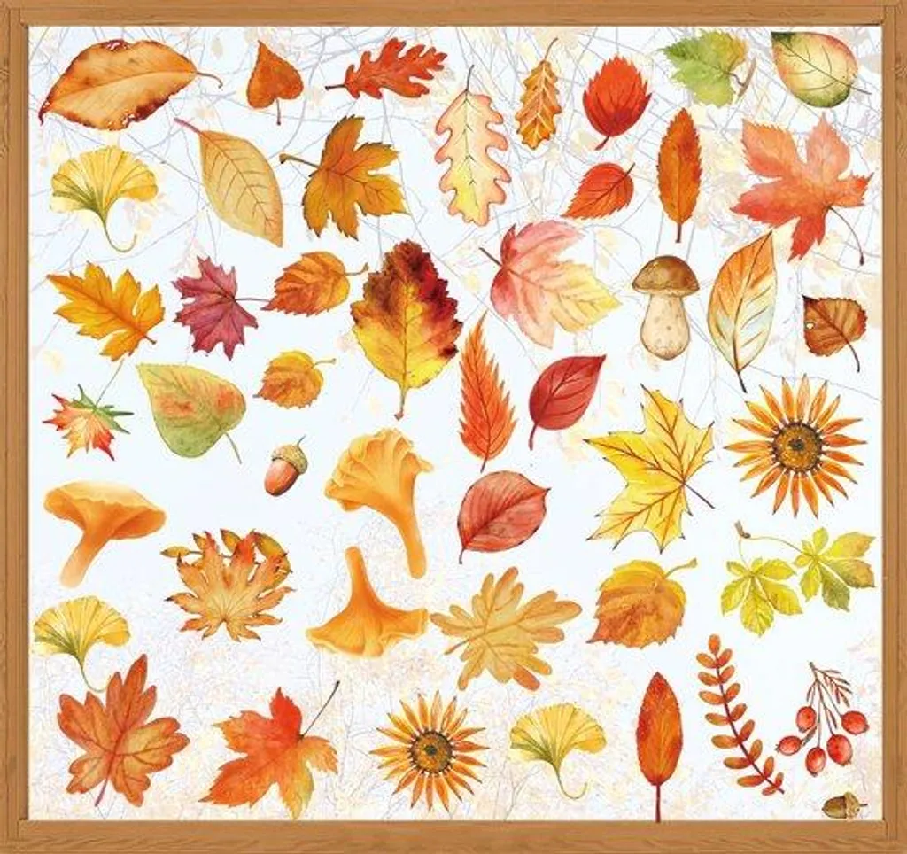 Sticker fenêtre automne statique aquarelle facile à poser et enlever