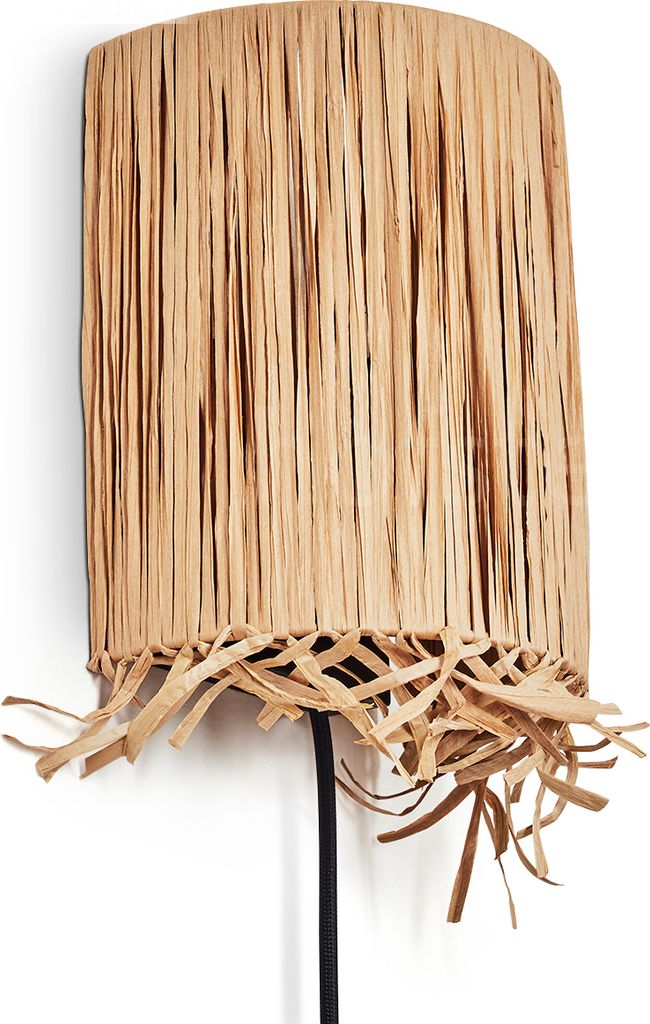 Castelvetrano Wandlampe aus Metall/Bast in Schwarz/Natur