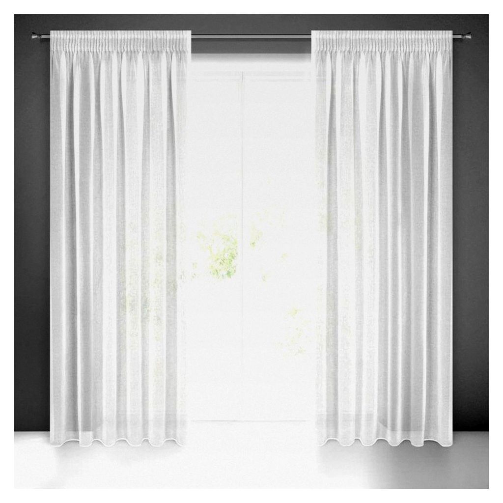 Landhaus Gardine Voile Elpidia Kräuselband 140X270 Basic Uni Weiß Rosa Minze Romantische Gardinen für Wohn- und Schlafzimmer